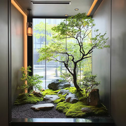 Artificial Green Plant Landscaping Combination for Window Decoration, Fake Plant Landscape for Courtyard Arrangement, Entrance Hall Indoor Atmosphere Tree