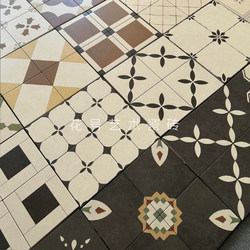 200X200 French Mid-Century Style Black and White Full Ceramic Finely Carved Small Tiles for Bathroom, Kitchen, Balcony, Non-Slip Floor Tiles