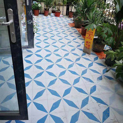 Small Floral Tiles Blue Outdoor Patio Tiles Nordic Ceramic Tiles Toilet Balcony Colorful Floor Tiles Bathroom Wall Eco-Friendly Retro