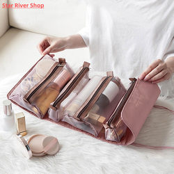 Travel Cosmetic Bag Women Mesh Make Up Box Bags Beautician T