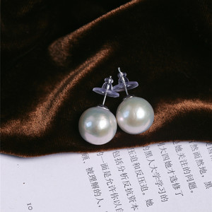 
Boutique natural freshwater white pearl large dot sterling silver stud earrings women's pearl earrings jewelry gifts
