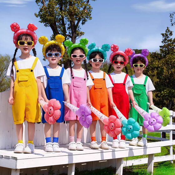 
Little Splash Dance Overalls Kindergarten Graduation Photo Performance Costume Jumping Candy Cute Childhood Windmill Candy