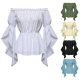 European and American women Renaissance shirt pleated sleeves off-shoulder ruffled shirt top blouse woman
