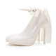 2024 spring new Japanese Mayla Classic same white ribbon sweet high -heeled shoes lace wedding shoes
