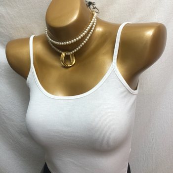 hong imitation basic bi ready classic style~INS sexy low U-neck showing breasts and large thin straps tight camisole summer