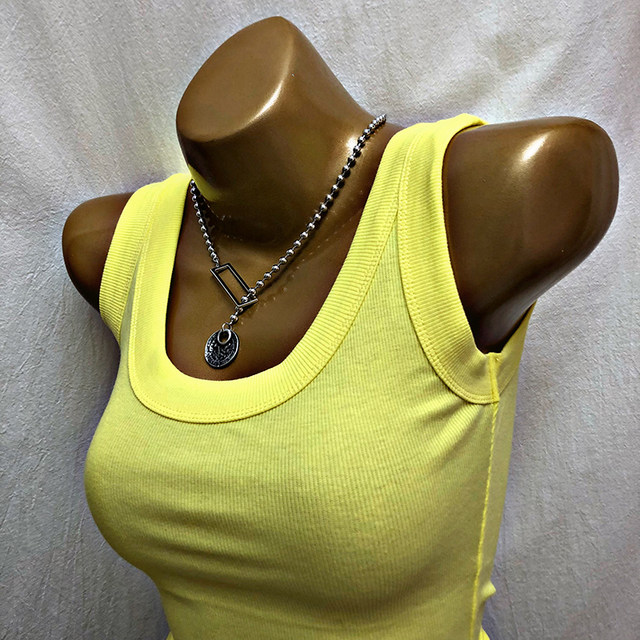 INS hot style U-neck slim-fitting breast-covering sleeveless bottoming vest with yellow suspenders for summer women