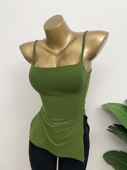 Concave shape BI prepare chest pad retro Hong Kong wind suspender girl
