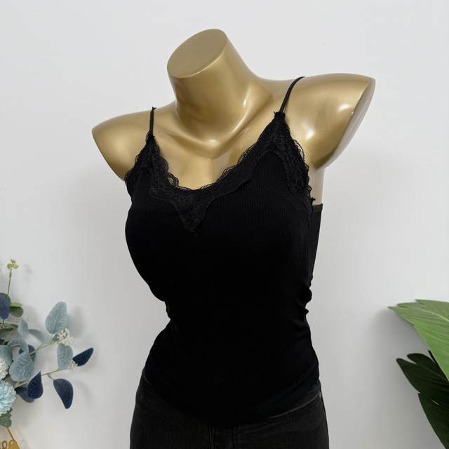 Classic reappearance~Korean ins internet celebrity sexy breast pad eyelash lace chest sling vest 2025 summer new style