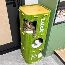 Cat Scratching Board, Cat Climbing Frame, Cat Toy, Anti-Scratch Sofa Protector, Durable and Non-Shedding Cat Bed, Integrated Vertical Bed