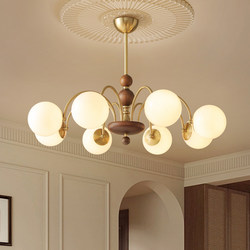 French Retro Living Room Chandelier, Mid-Century American Style Bedroom, Study, Dining Room Lamp, High-End Cream Style Magic Bean Lamp