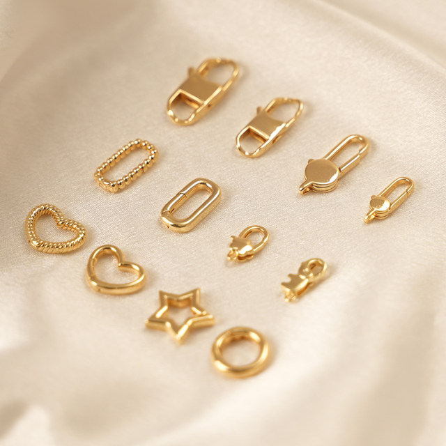 14K -plating real gold and color -shaped shaped spring buckle connection buckle DIY ending buckle handmade chain accessories