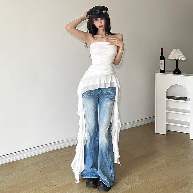 #SISJULY#Summer Fairy Floating Loop Pyreal Tight Waist Powder Skirt ...