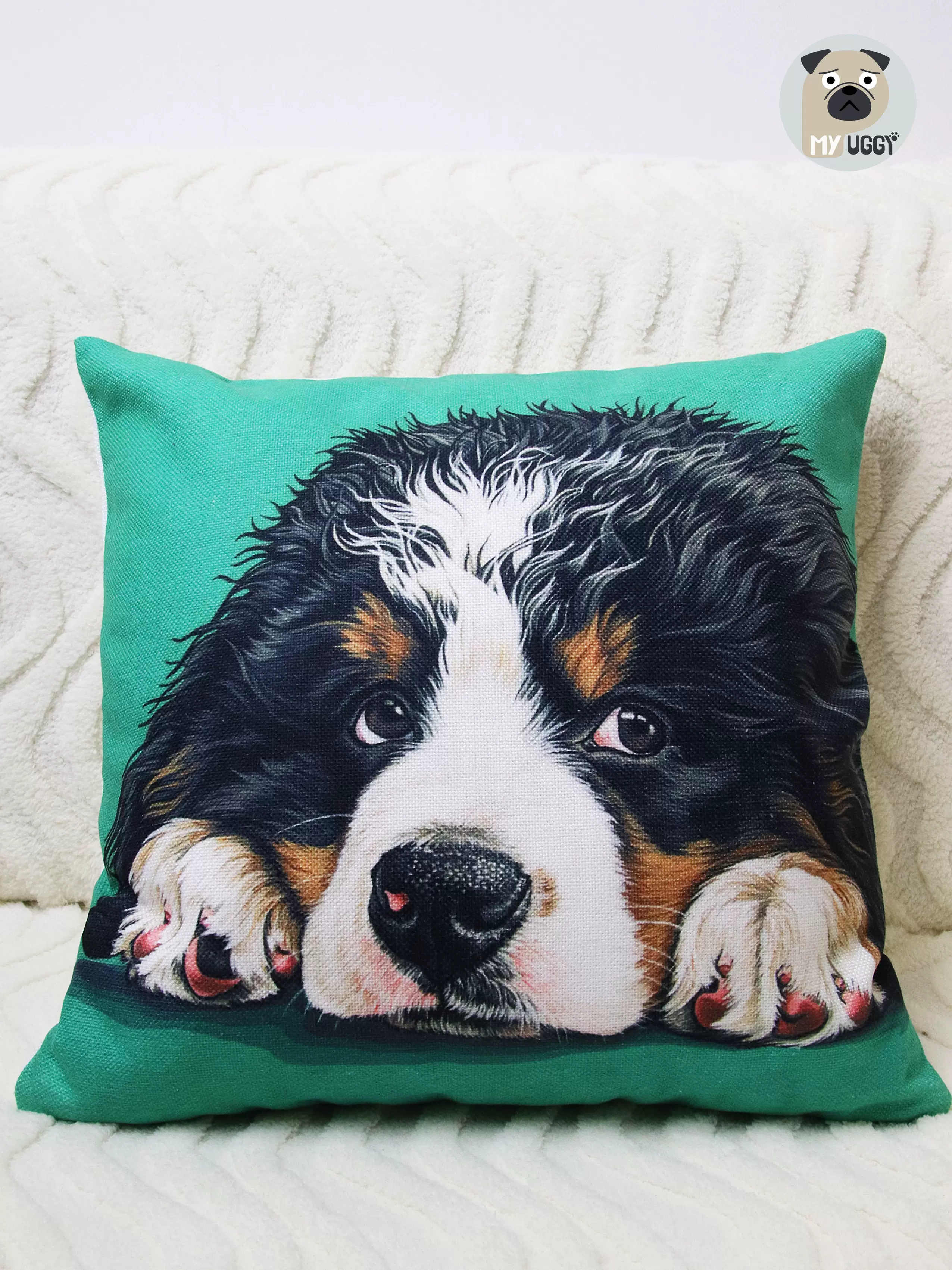 MY PUGGY 泰迪图案抱枕羽丝绒枕芯高档欧美加厚棉麻枕套弹性靠枕, image size:2551x3402