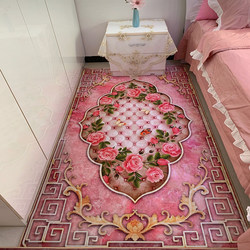 European style gold diamond velvet bedside blanket bedroom carpet