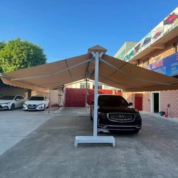 Double-Open Awning, Foldable and Retractable Parking Canopy, Outdoor Courtyard Terrace, Commercial Street Sunshade, Restaurant Butterfly Awning