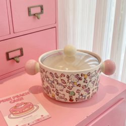 ins Cute Girly Instant Noodle Bowl with Lid and Spoon 2026 New High-Quality Ceramic Snail Noodle Bowl for Home Use Soup Bowl