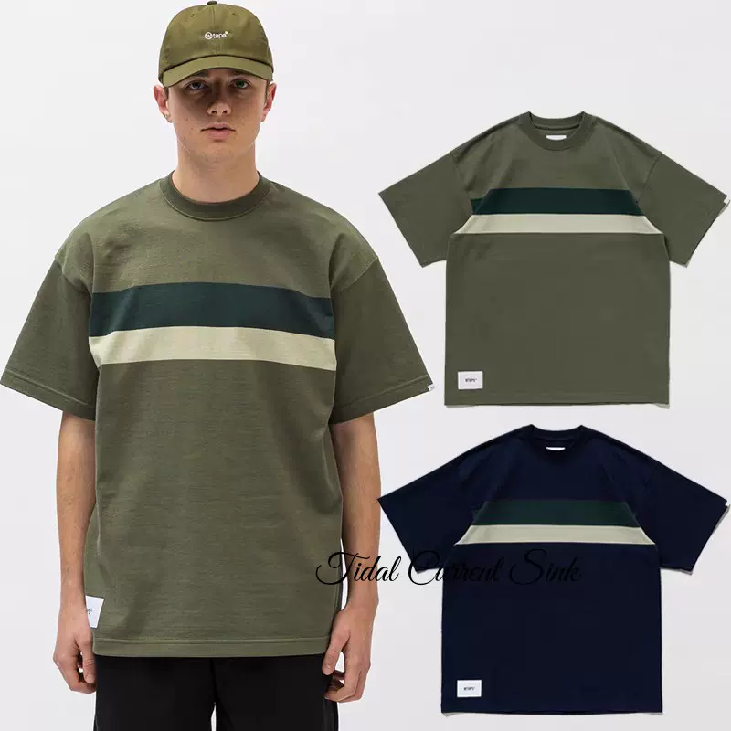 WTAPS BDY 03 SS COTTON TEXTILE 23SS 條紋撞色男女休閒短袖T恤- Taobao