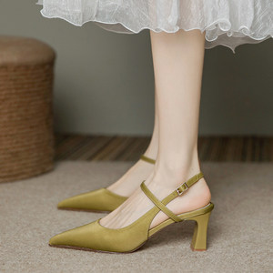 
Fashion high heels sandals for women, thick heels 2025 summer new versatile dress with one-length straps for women