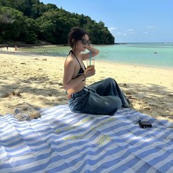 ins Picnic Beach Mat, Waterproof and Sandproof, Outdoor Camping, Seaside Travel, Ultra-Light Portable Cloth Mat with Ground Nails