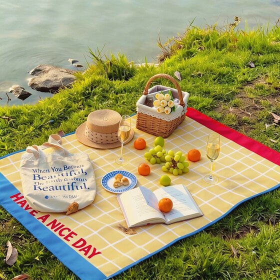 
Ultra-light seaside outdoor striped picnic mat waterproof mat camping barbecue travel portable foldable beach mat