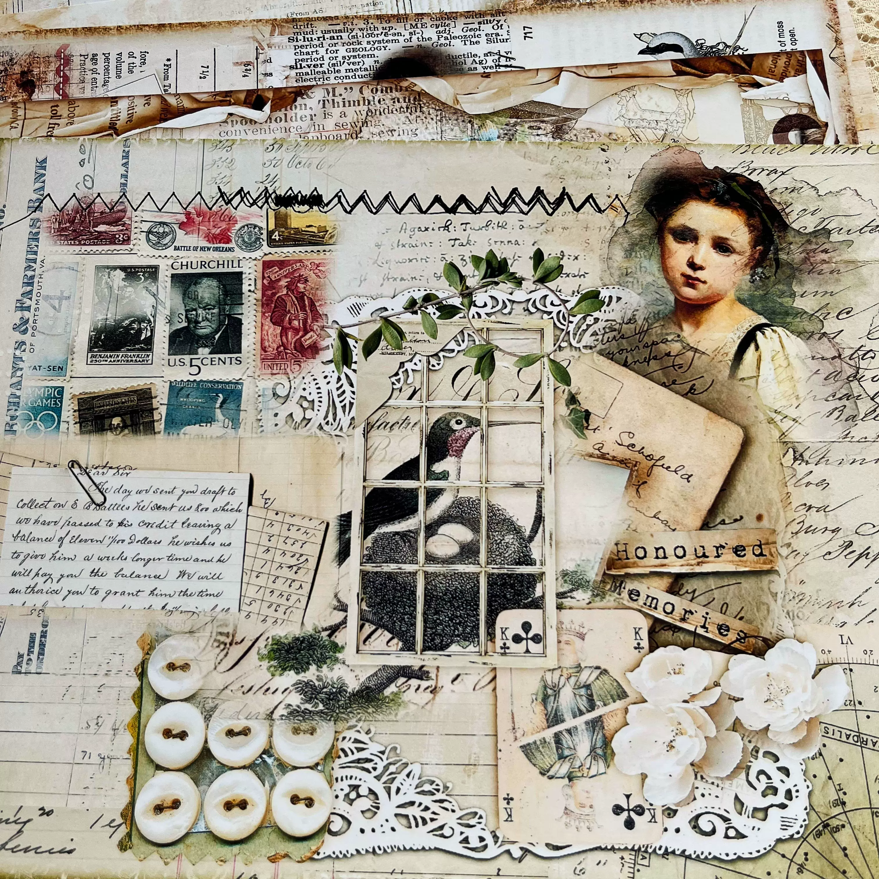 junk journal复古温柔背景纸 艺术手帐人物花卉蝴蝶报纸装饰素材