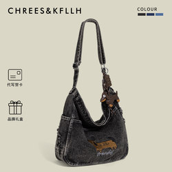 Yuanli Rabbit Japanese-Style Casual Denim Tote Bag for Women 2025 New Large-Capacity Commuter Shoulder Crossbody Bag