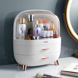 Cosmetic Storage Box Desktop Lipstick Skincare Brush Household Transparent Dustproof Drawer Dressing Table Organizer Shelf
