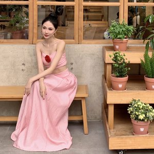 Wanwan Da <Love in Tyram> Vacation Wind Pink Pink Folding Towers Sligue Skin Skin
