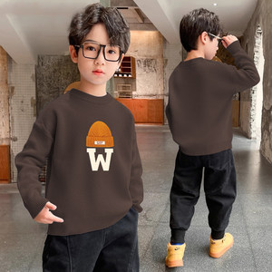 
Children's clothing boy sweater autumn and winter round neck Korean style pullover children's inner sweater medium-sized children's boy base shirt