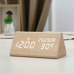 Retro Wooden Alarm Clock Led Silent Digital Clock Creative Bedside Clock Living Room Table Clock Ornaments Luminous Clock Alarm Watch