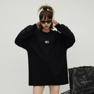 
Letter Print Round Neck Long Sleeve T-shirt for Women for Women's Autumn New Loose Underwear Base Shirt Top for Men