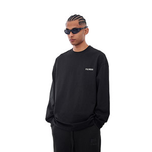 FOH American-style letter printing round neck long-sleeved T-shirt men's autumn loose couple's inner bottom shirt top