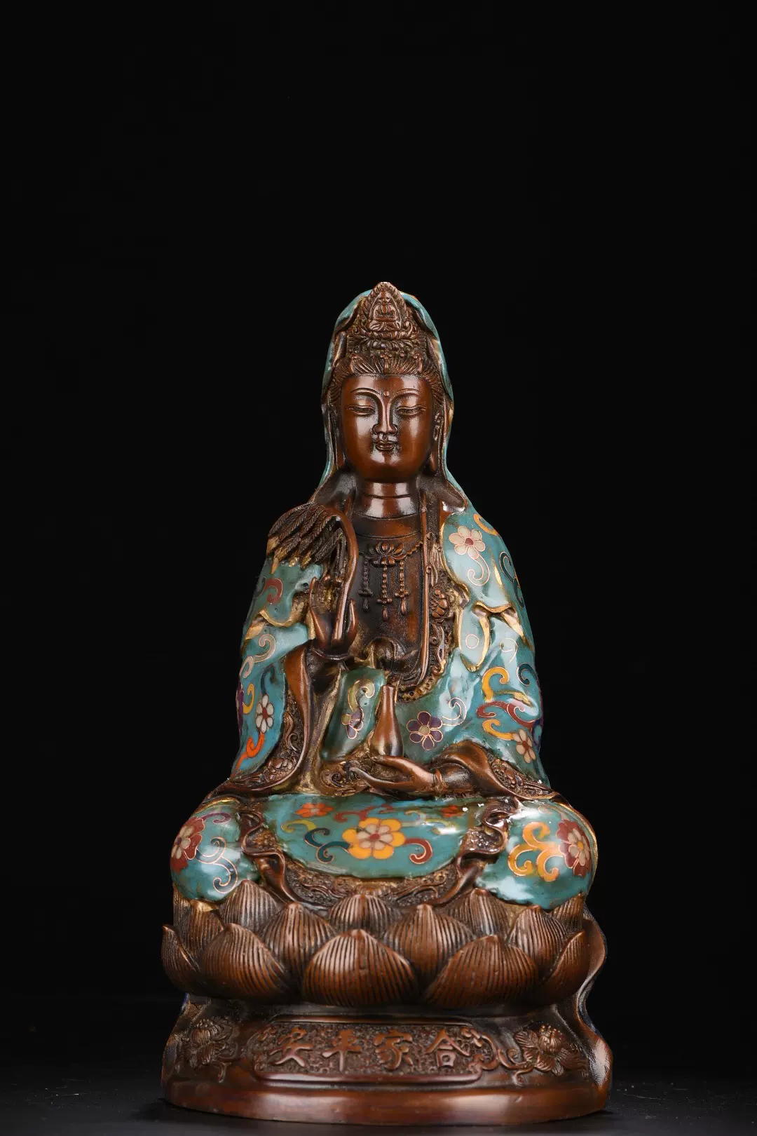 旧藏 古銅細工製 景泰藍 絲 釋迦牟尼佛 古仏像 置物 擺件 重4060g 舊藏老北京銅胎手工景泰藍觀音菩薩佛像觀世音菩薩佛像