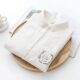 Japanese literary and fresh cartoon embroidered wreath cat double-layer cotton gauze white shirt women long-sleeved base shirt student