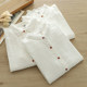 Pure cotton stand collar black ears white shirt Japanese spring and autumn new long-sleeved solid color base age-reducing layered shirt for women