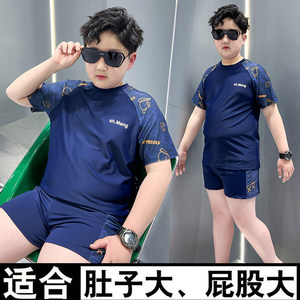 
Fat boy swimsuit set 2026 new fattened and enlarged quick-drying swimming trunks for middle and large children two-piece swimsuit set