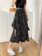 Large size chiffon skirt summer 2025 new mid-length floral cake skirt fat MM high waist elastic A-line skirt