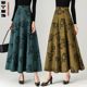 2024 Spring and Autumn New Printed Skirt for Women versatile high-waisted A-line Skirt Mid-length Thickened Slim Large Size Long Skirt
