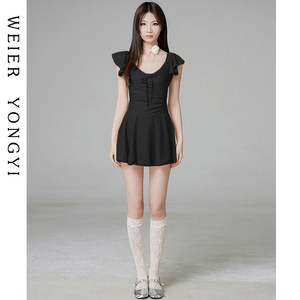 
Women's high-end 2025 new one-piece dress style conservative slightly fat covering flesh and slimming small breasts gathering vacation hot spring