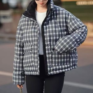 
Women's Jacket Winter 2025 New 90 Velvet Plaid Versatile White Duck Down Jacket Thickened Warmth Loose Casual