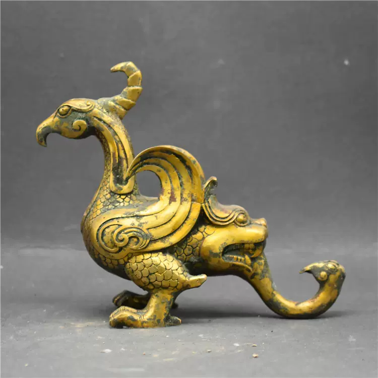 仿古青铜器广汉三星堆摆件纯青铜立鸟古玩收藏工艺品摆设家居装饰-Taobao