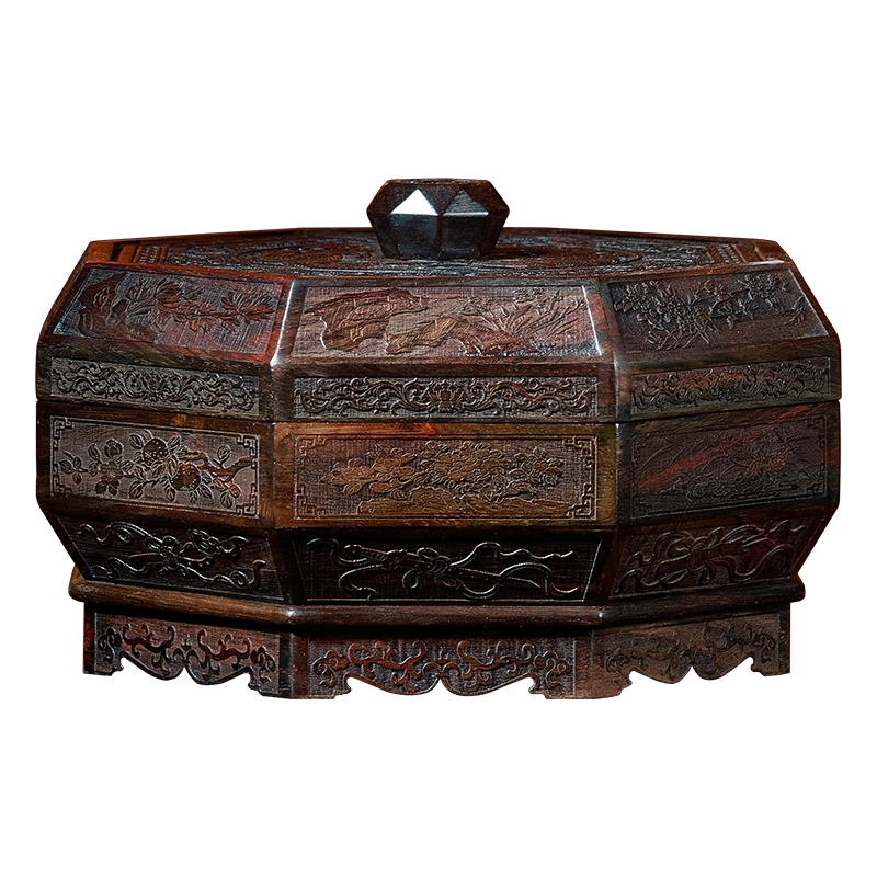 中国紫檀　文房四宝 中式实木文房四宝笔筒印度小叶紫檀海棠口设计高油密老料制作