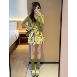 Beautiful Green Floral Dress for Early Spring, Women's Summer 2026 New Style, Super Stylish Dopamine Outfit, Complete Set