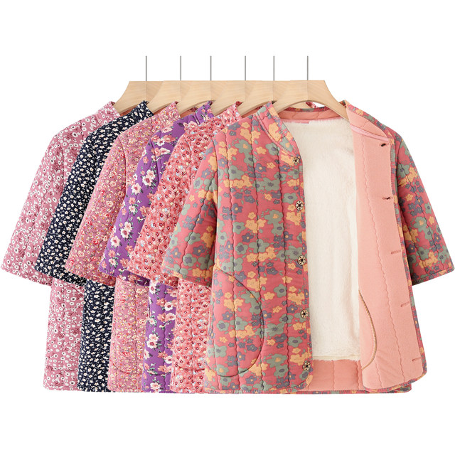 Mother's clothing autumn and winter new vest middle-aged and elderly women's winter half-sleeved jacket thickened velvet warm small cotton coat