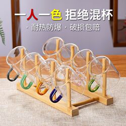 Tea Drinking Glass Small Teacup Household Kung Fu Tea Set Transparent Water Cup with Handle Heat-Resistant Tasting Cup Master's Small Cup