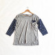 E5-1 autumn women's foreign trade chiffon polka dot printed top loose round neck casual pocket 7-quarter sleeve T-shirt