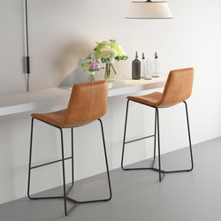 Nordic Wrought Iron Bar Chair, Special Chair for Home Office Reception Desk, Creative High-Legged Bar Chair, Simple Leather Bar Chair