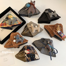 Dog-Themed~ Korean-Style High-End Triangle Claw Clip for Women, Large Shark Clip Hair Accessory for the Back of the Head, Autumn and Winter