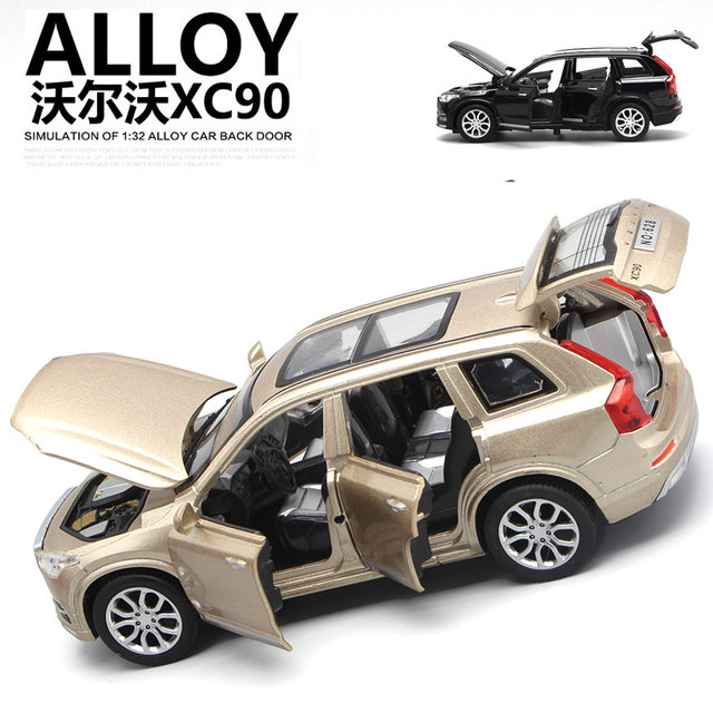 Six-door Volvo XC90 alloy car model sound and light pull-back children's car model simulation toy gift ornaments