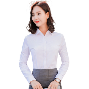 2025 new winter plus velvet white shirt for women long sleeves versatile professional women formal shirt warm and thick work clothes
